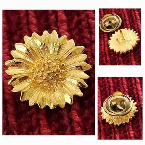 Gold Sunflower Brooch Pin